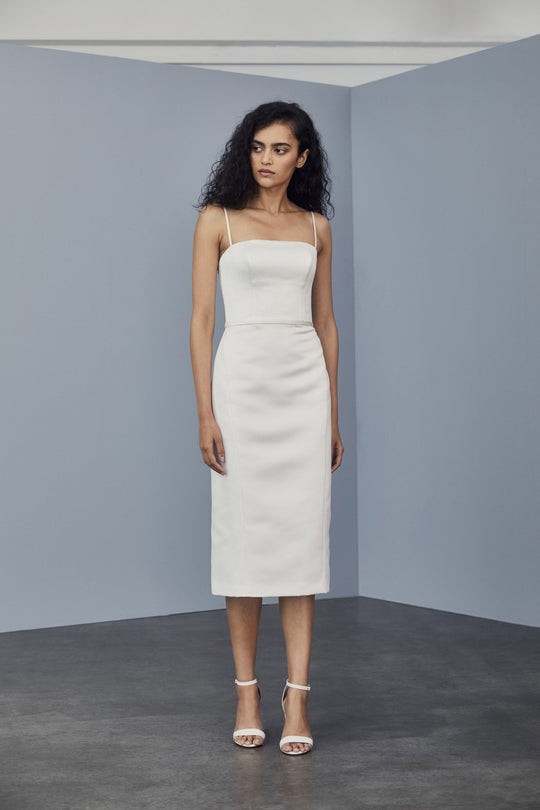 LW163 - Duchess Satin Sheath Dress, $355, dress from Collection Little White Dress by Amsale