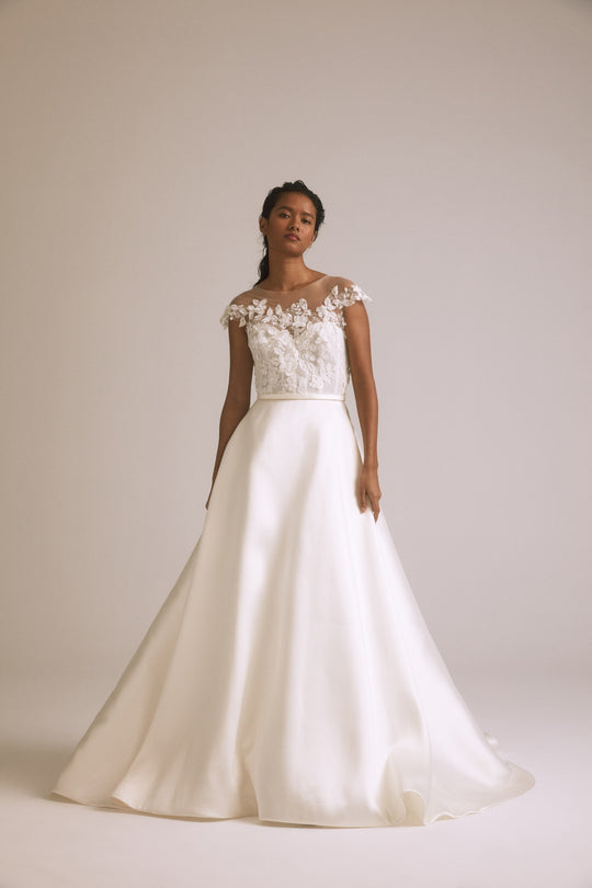 Alice, $3,200, dress from Collection Bridal by Nouvelle Amsale, Fabric: 3d-floral-embellished-illusion-tulle-and-mikado