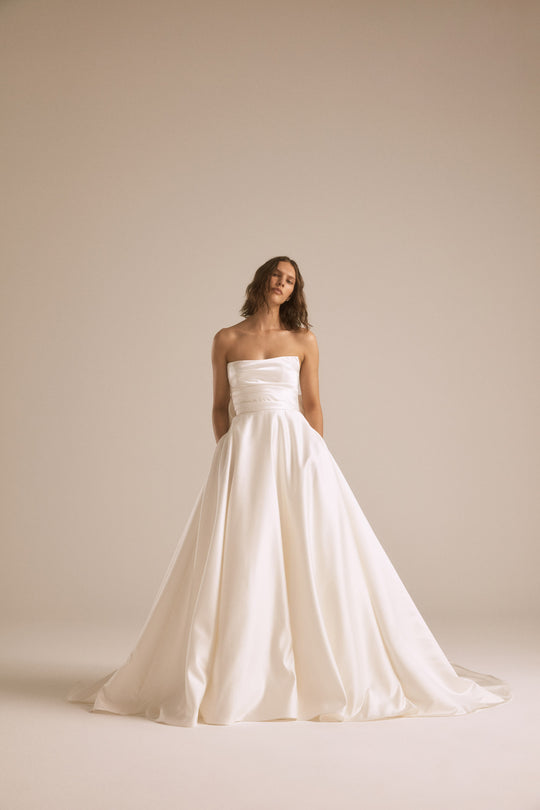 Atlas, $2,795, dress from Collection Bridal by Nouvelle Amsale, Fabric: duchess-satin
