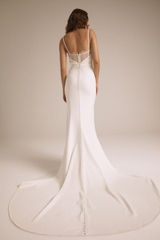 Blanca, $2,595, dress from Collection Bridal by Nouvelle Amsale, Fabric: scuba