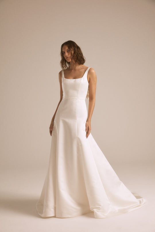 Coda, $2,595, dress from Collection Bridal by Nouvelle Amsale, Fabric: duchess-satin