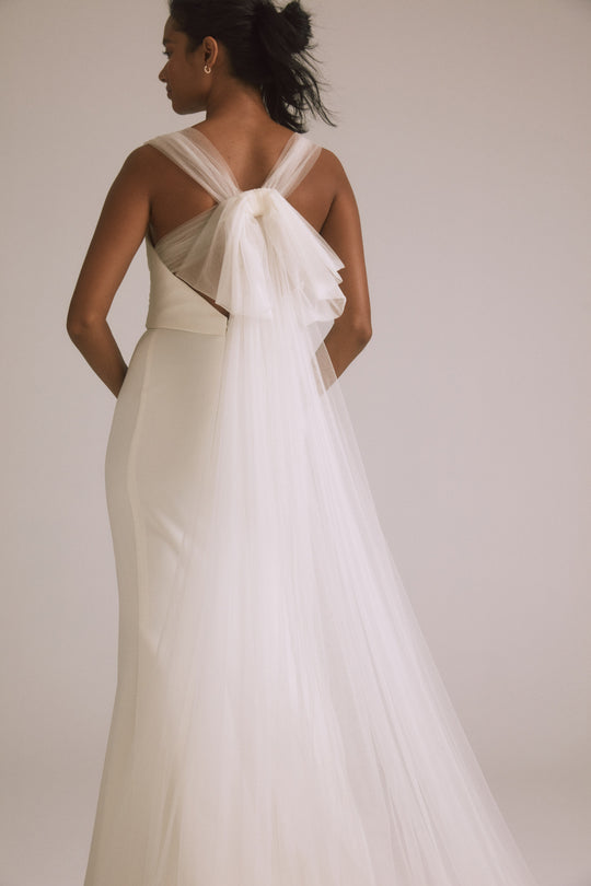 Desi, $2,400, dress from Collection Bridal by Nouvelle Amsale, Fabric: stretch-crepe-and-tulle