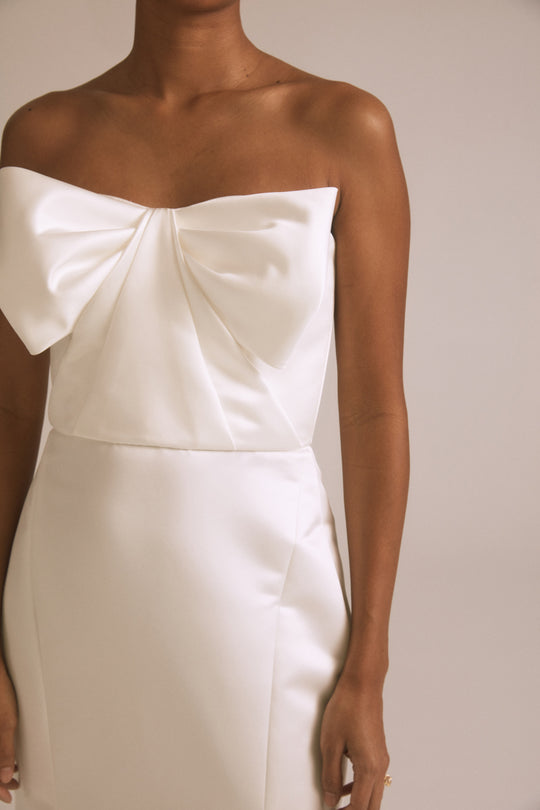 Gabrielle, $2,400, dress from Collection Bridal by Nouvelle Amsale, Fabric: duchess-satin