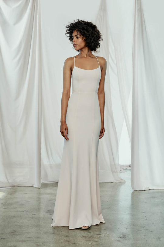 Taryn, $300, dress from Collection Bridesmaids by Amsale, Fabric: crepe