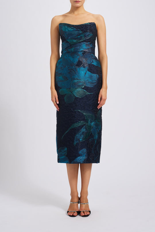 P737 - Teal-Navy, $2,595, dress by color from Collection Evening by Amsale