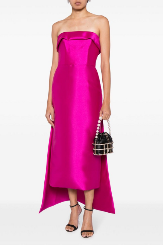 Mikado Watteau Dress, $540, dress from Collection Evening by Amsale, Fabric: mikado