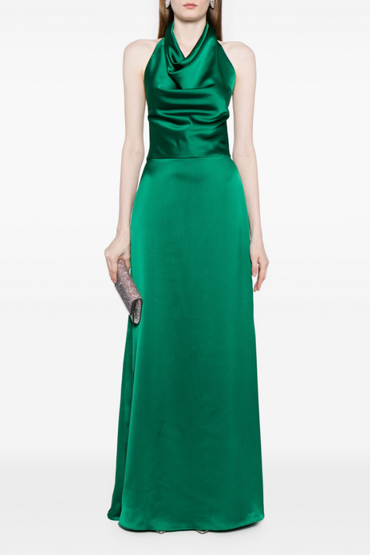 Cowl Neck Halter Gown, $330, dress from Collection Evening by Amsale, Fabric: fluid-satin