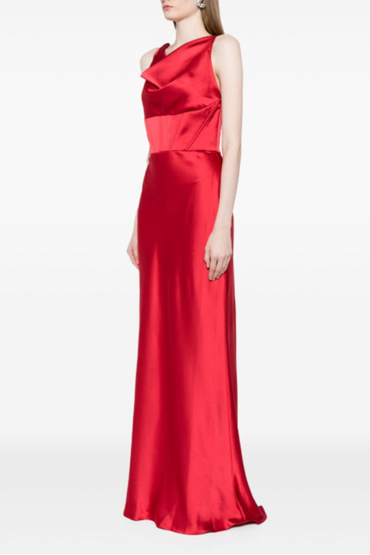 Fluid Satin Corset Gown, $390, dress from Collection Evening by Amsale, Fabric: fluid-satin