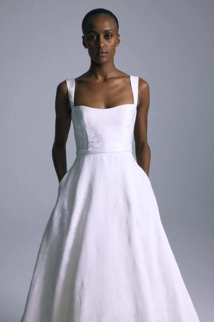 Indiana, dress from Collection Bridal by Amsale, Fabric: floral-print-mikado