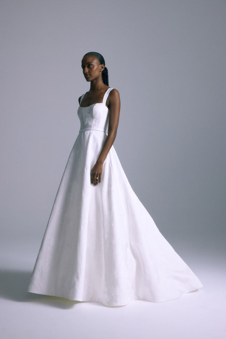 Indiana, dress from Collection Bridal by Amsale, Fabric: floral-print-mikado
