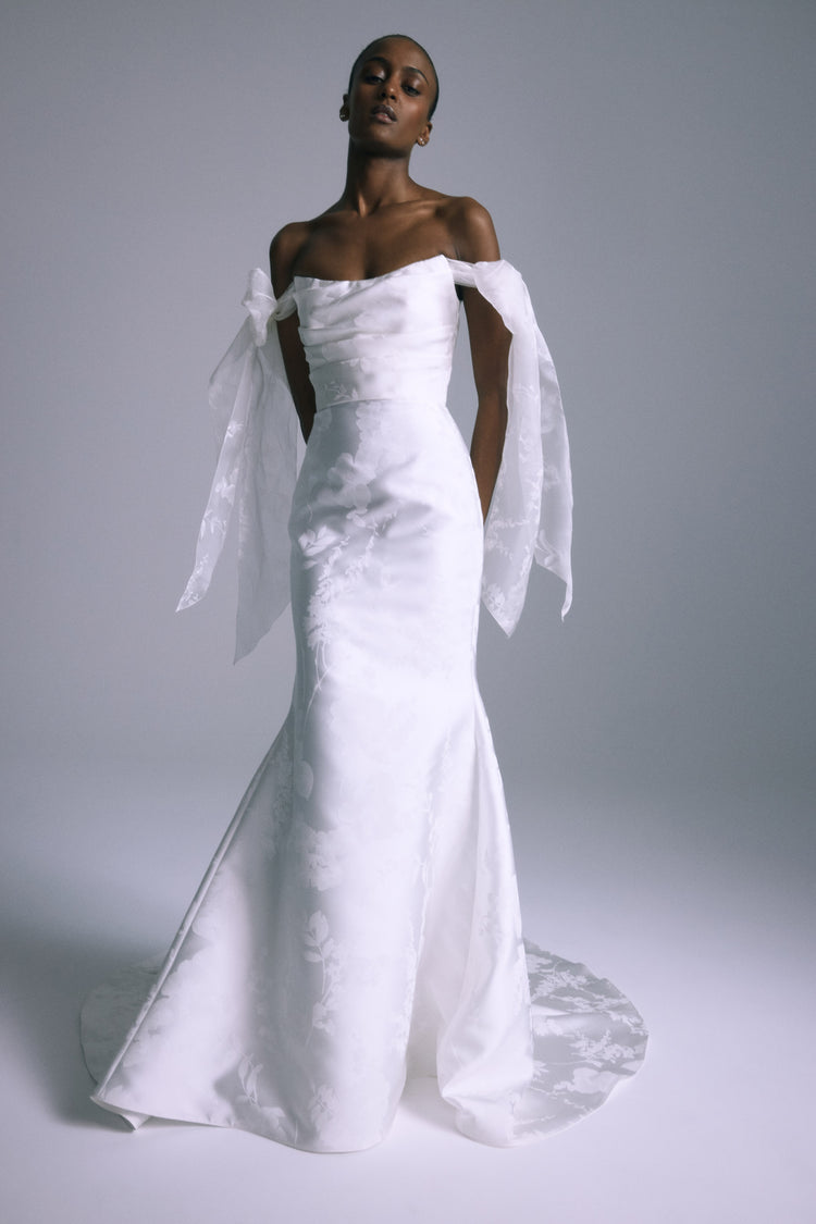 Maeve, dress from Collection Bridal by Amsale, Fabric: floral-print-mikado