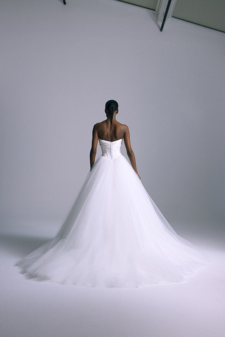 Onyx, dress from Collection Bridal by Amsale, Fabric: satin-back-crepe