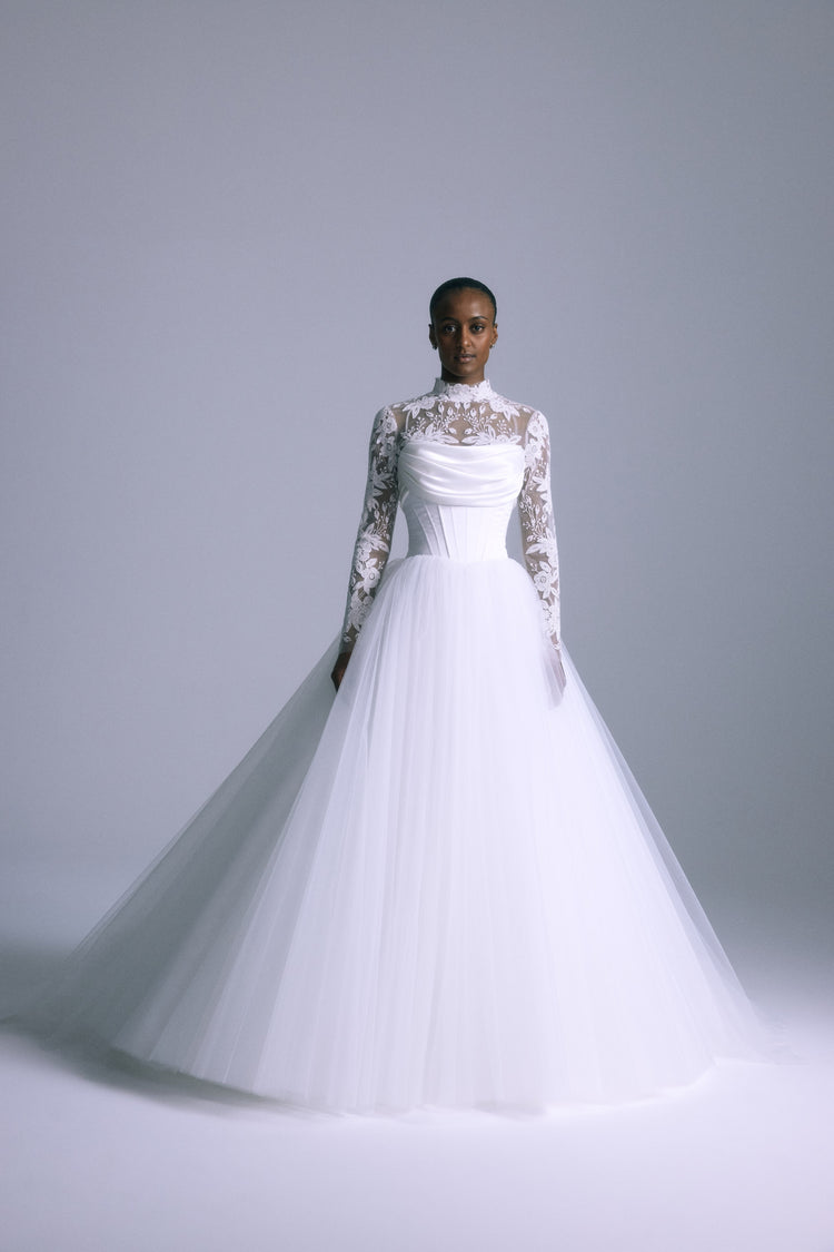 Onyx, dress from Collection Bridal by Amsale, Fabric: satin-back-crepe