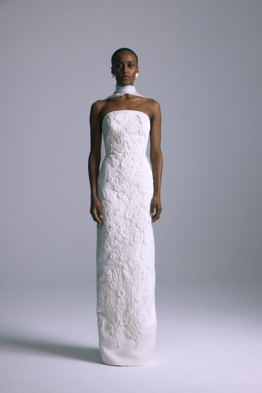 Sorrel, $7,400, dress from Collection Amsale, Fabric: hand-embroidered-double-duchess-satin