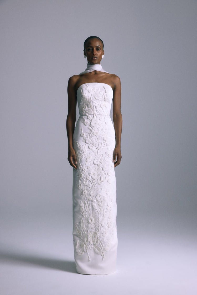 Sorrel, dress from Collection Bridal by Amsale, Fabric: hand-embroidered-double-duchess-satin