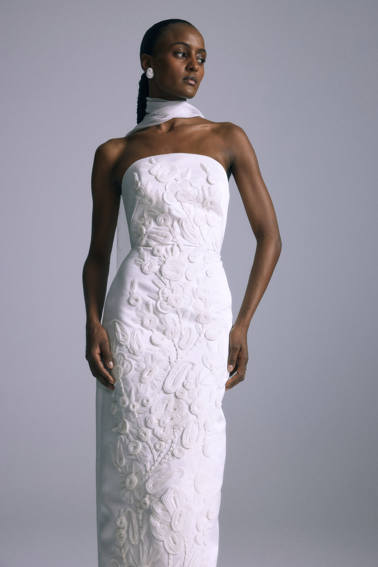 Sorrel, dress from Collection Bridal by Amsale, Fabric: hand-embroidered-double-duchess-satin