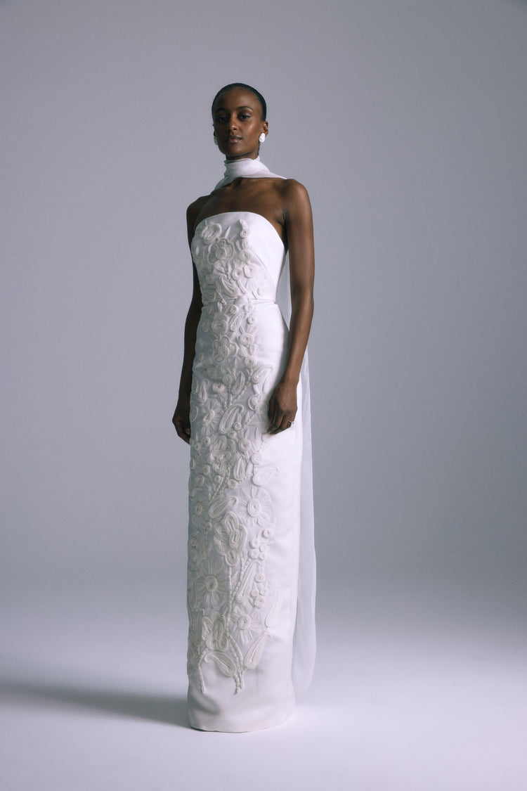 Sorrel, dress from Collection Bridal by Amsale, Fabric: hand-embroidered-double-duchess-satin
