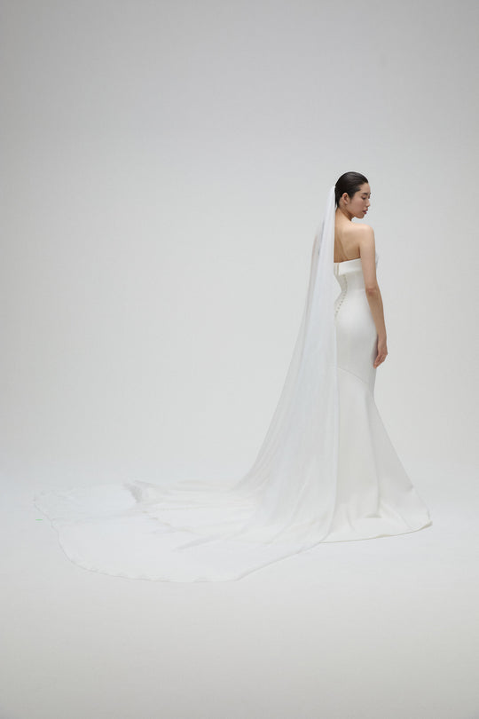 Silk Chiffon Veil, $1,350, accessory from Collection Accessories by Amsale, Fabric: silk-chiffon