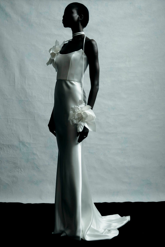 Haiku, $5,400, dress from Collection Bridal by Amsale, Fabric: satin