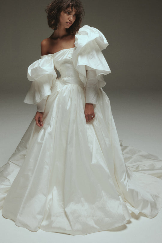 Primrose, $7,400, dress from Collection Bridal by Amsale, Fabric: taffeta