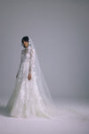 AVA855 - Embellished Cathedral Veil, accessory from Collection Accessories by Amsale, Fabric: leaf-embellished-tulle
