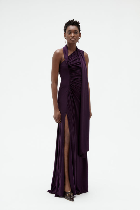 Scarf Jersey Gown, $1,850, dress from Collection Evening by Amsale