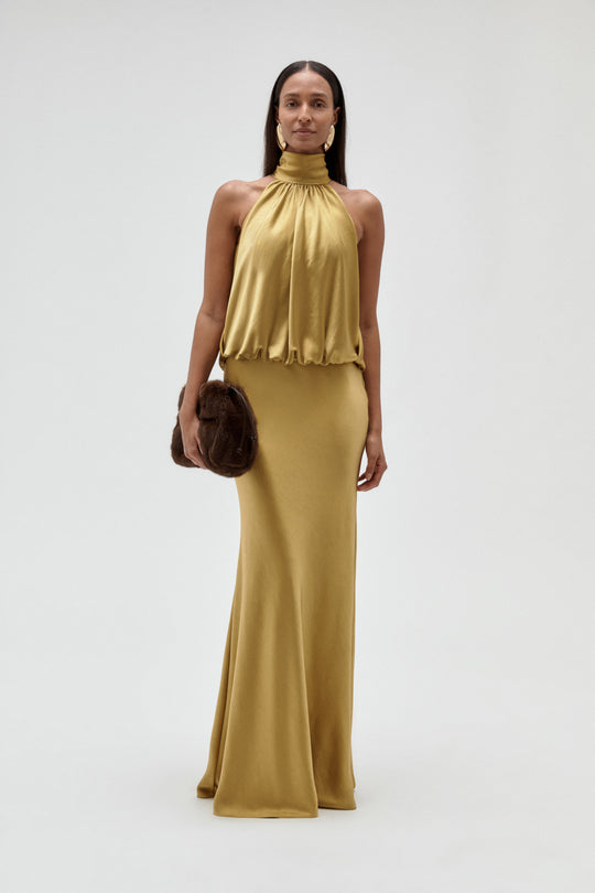 Satin Halter Gown, $1,200, dress from Collection Evening by Amsale