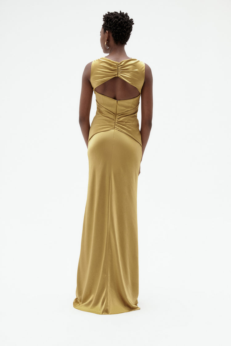 Image number 4: Satin Twist Gown, front view