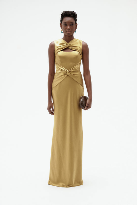 Satin Twist Gown, $1,200, dress from Collection Evening by Amsale
