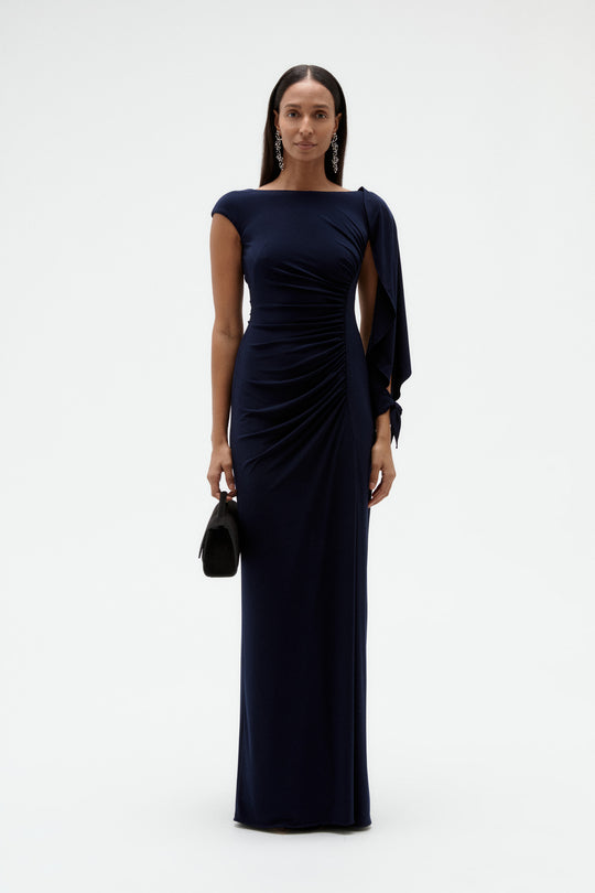Cap Sleeve Jersey Gown, $1,350, dress from Collection Evening by Amsale