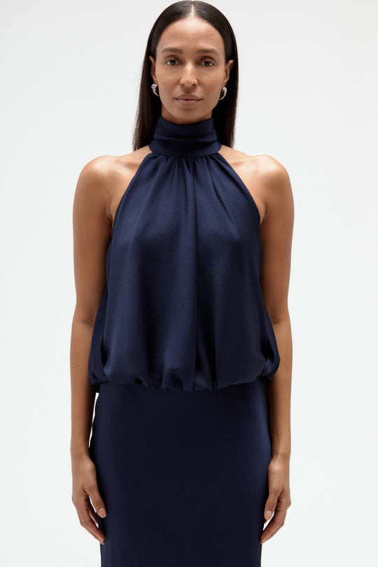 Hammered Satin Halter Gown - alternate view