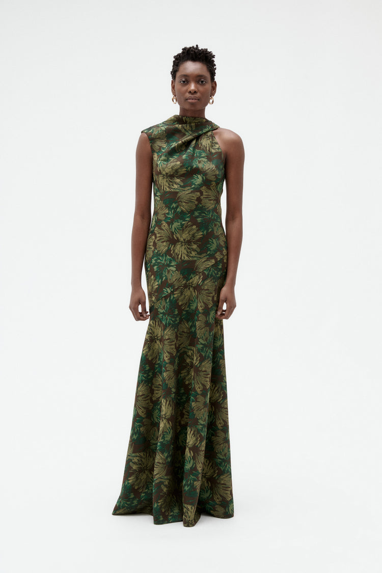 Image number 4: Floral Jacquard Twist Gown, front view