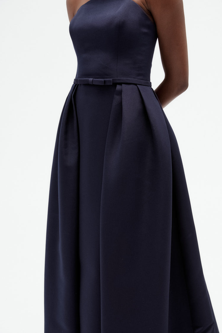 Image number 3: Faille Overskirt Gown in Navy, detail view