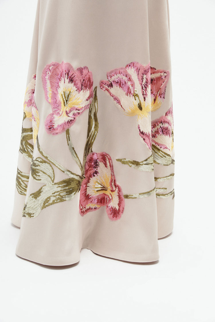 Image number 5: Sequin Tulip Mikado Ballgown in Champagne, detail view