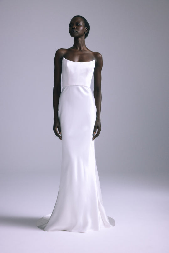 amsale wedding dress designer Blue Sash