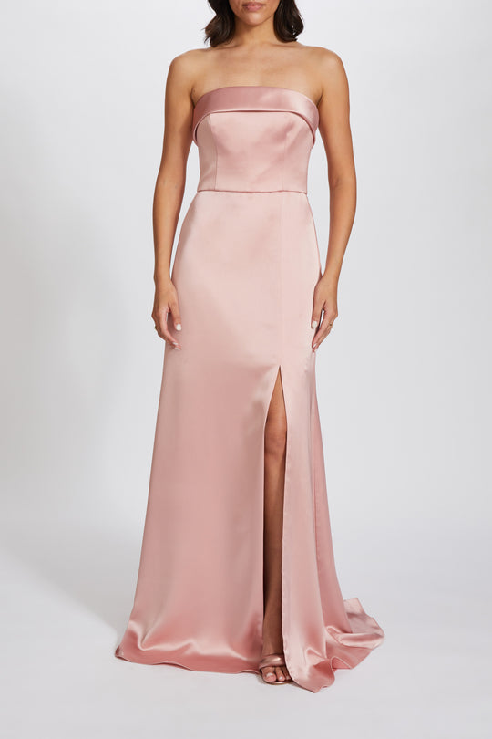 amsale blush bridesmaid dress Amsale Blush Floor Length Bridesmaids Dresses