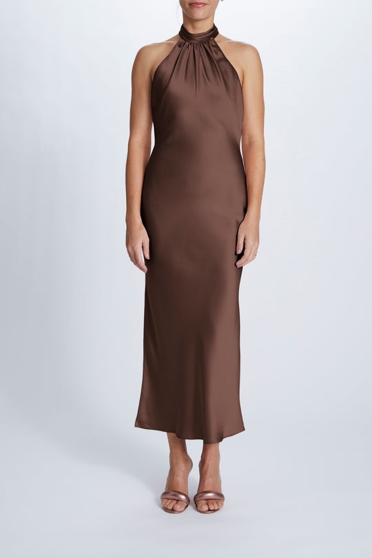 Brooks, $300, dress from Collection Bridesmaids by Amsale, Fabric: fluid-satin