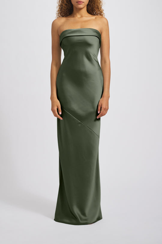 Fable, $300, dress from Collection Bridesmaids by Amsale, Fabric: fluid-satin