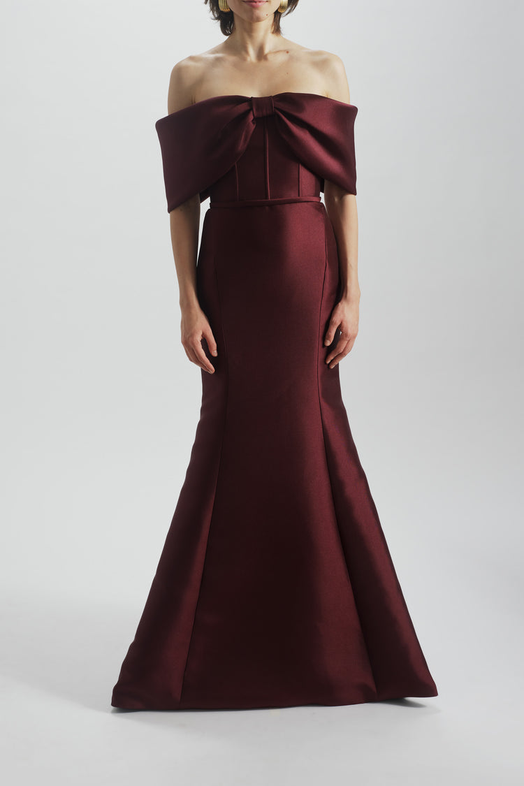 Off-the-Shoulder Bow Gown, dress from Collection Evening by Amsale, Fabric: mikado