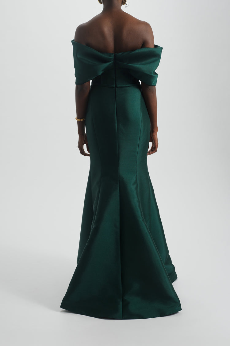 Off-The-Shoulder Bow Gown Hunter / 18 | Amsale Off-The-Shoulder Bow Gown Hunter / 18 | Amsale