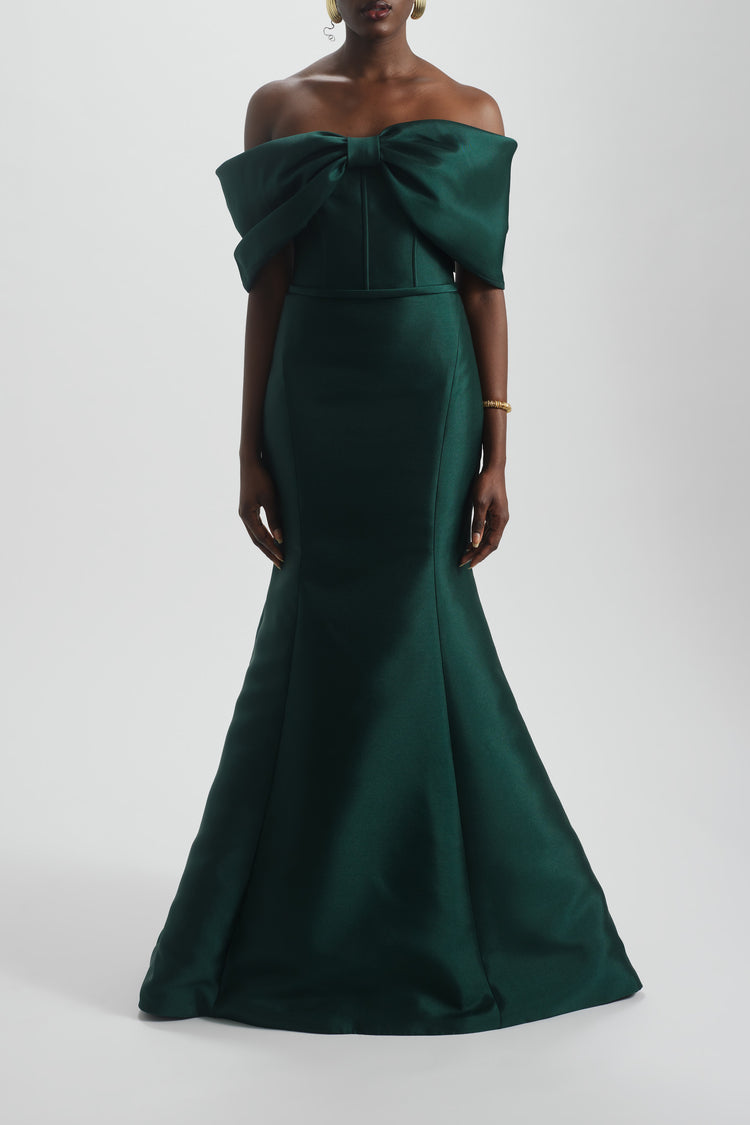 Off-the-Shoulder Bow Gown, dress from Collection Evening by Amsale, Fabric: mikado