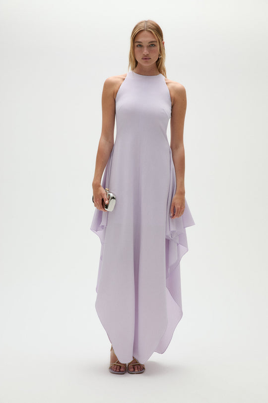 Pebble Crepe Halter Dress, $1,250, dress from Collection Evening by Amsale, Fabric: crepe
