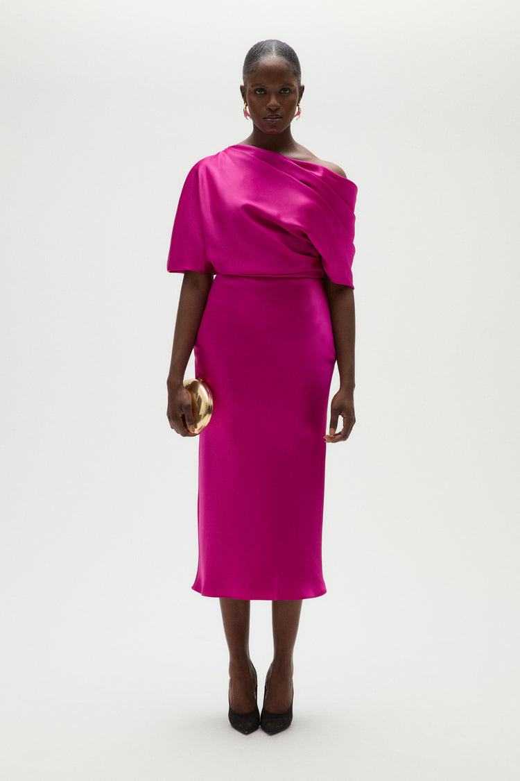 The Slouch Slim Midi Dress, dress from Collection Evening by Amsale, Fabric: fluid-satin