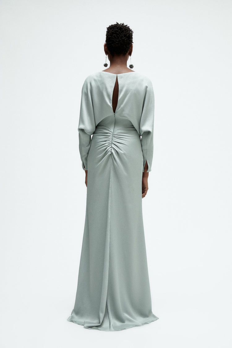 silk dolman dress Printed Silk Tunic Dress with Dolman Sleeves In Black/Ivory Jessie Liu Collection