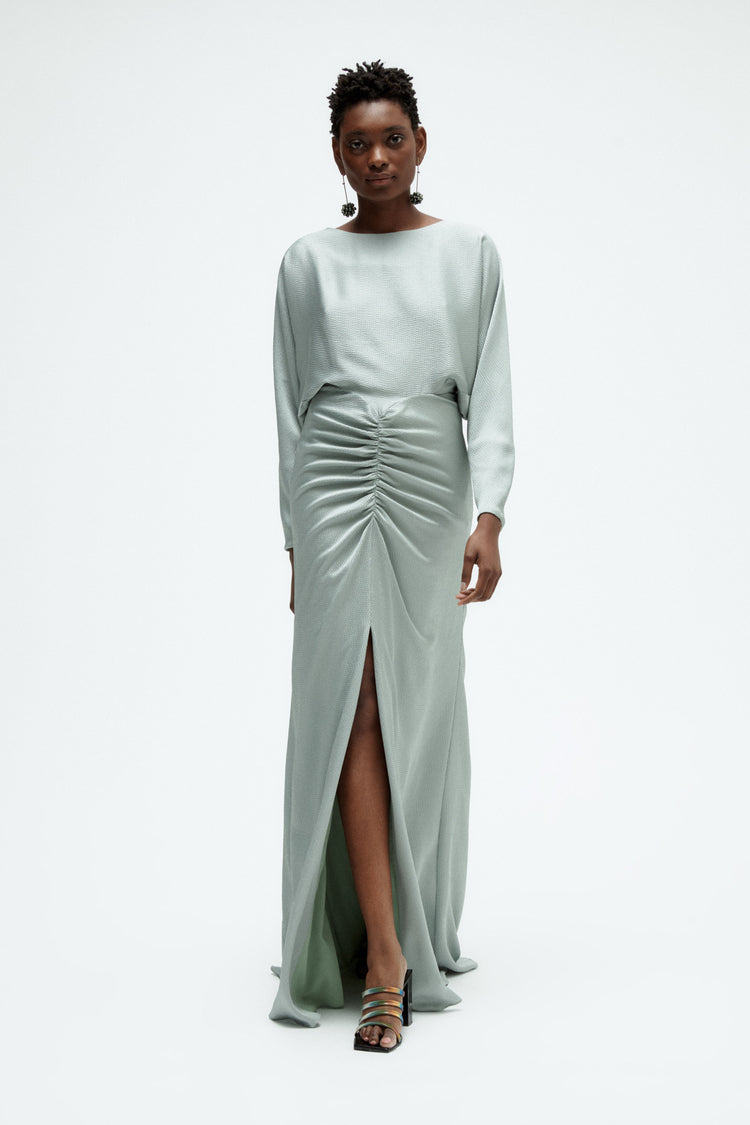 Hammered Satin Dolman Sleeve Gown, dress from Collection Evening by Amsale, Fabric: hammered-satin
