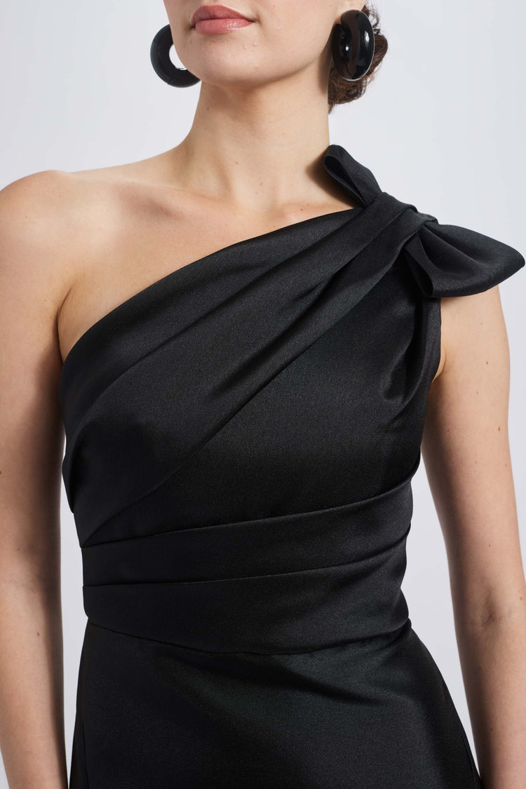 Image number 10: Mikado Draped Bodice Gown in Black, view 2