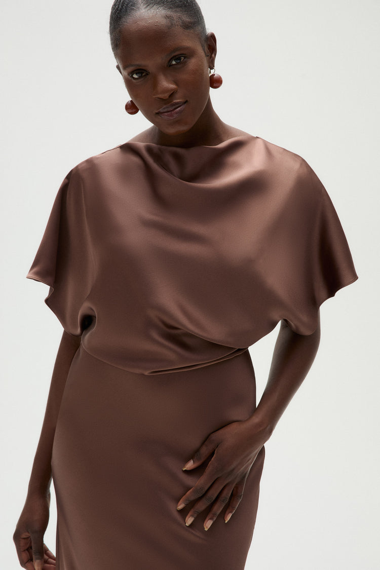 Fluid Satin Draped Gown, dress from Collection Evening by Amsale, Fabric: fluid-satin