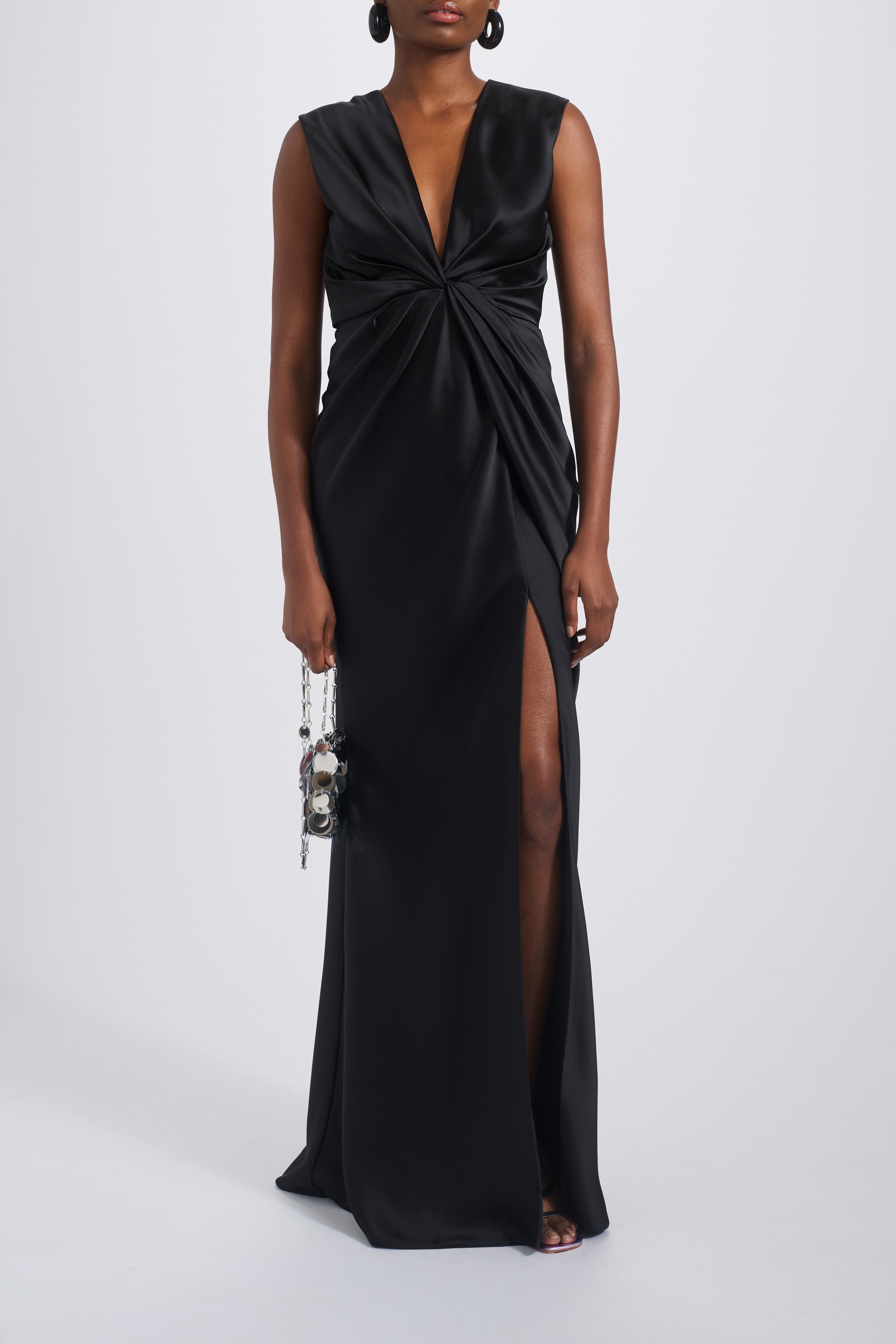 Fluid Satin Twisted Drape Dress – Amsale