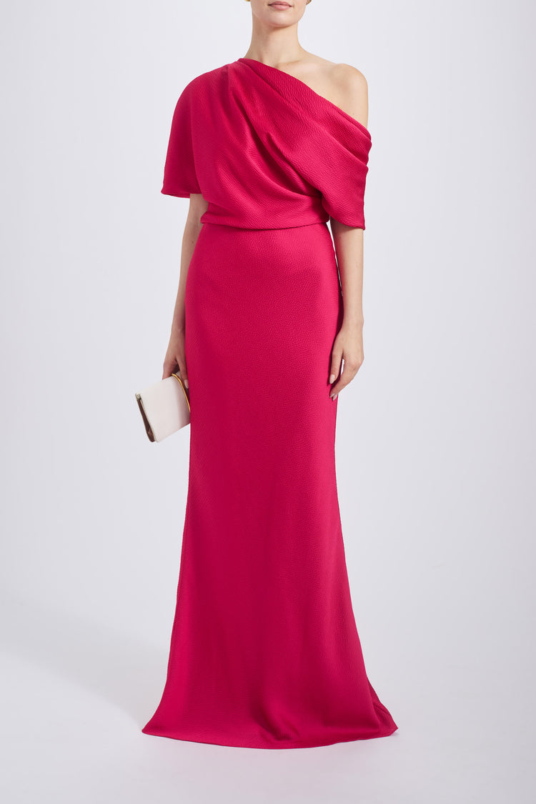 Hammered Satin Off-the-Shoulder Dress, dress from Collection Evening by Amsale, Fabric: hammered-satin