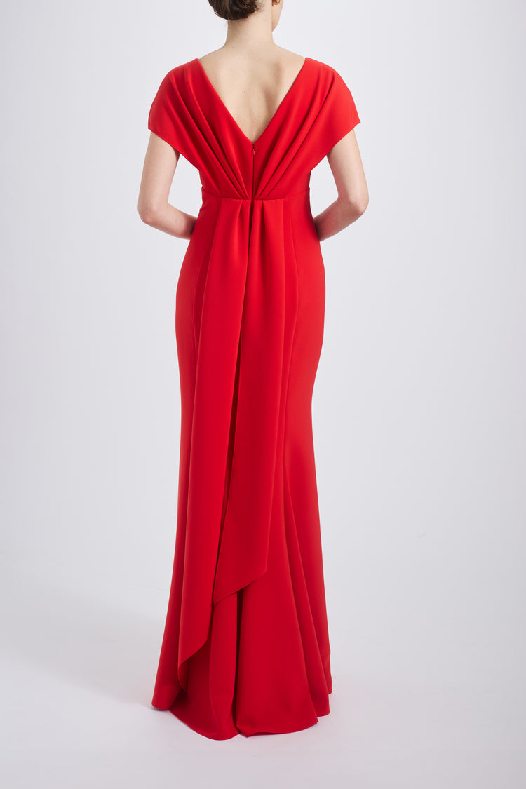 Italian Stretch Crepe V-neck Gown Persimmon / 8 | Amsale Italian Stretch Crepe V-neck Gown Persimmon / 8 | Amsale